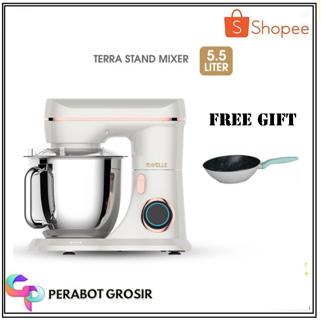 RAVELLE Stand Mixer 5.5L Terra Electric Mixer - Platinum White