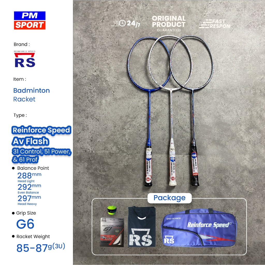 RAKET BADMINTON / BULUTANGKIS RS REINFORCE SPEED AV FLASH 31 CONTROL 51 POWER 61 PROF