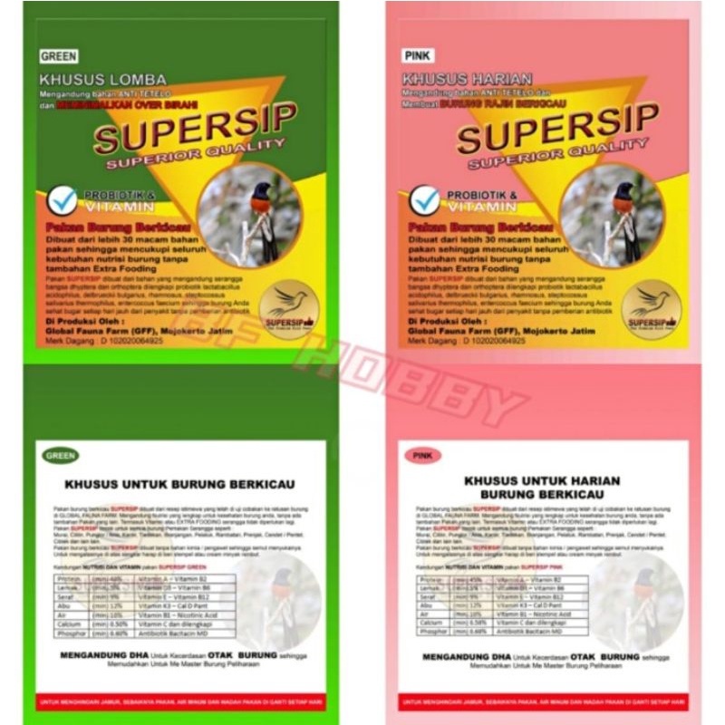 SUPERSIP SUPERFIT PINK HIJAU VOER HARIAN LOMBA BURUNG MURAI BATU CILILIN DLL