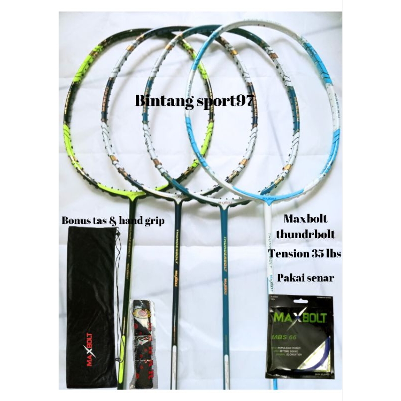 raket badminton maxbolt original thunderbolt 35lbs raket maxbolt original