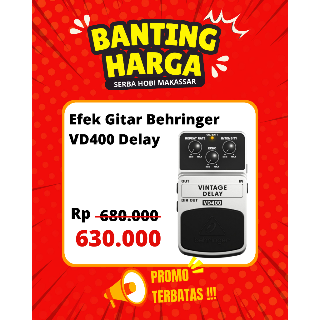 Efek Pedal Behringer Vintage Delay VD400 Analog