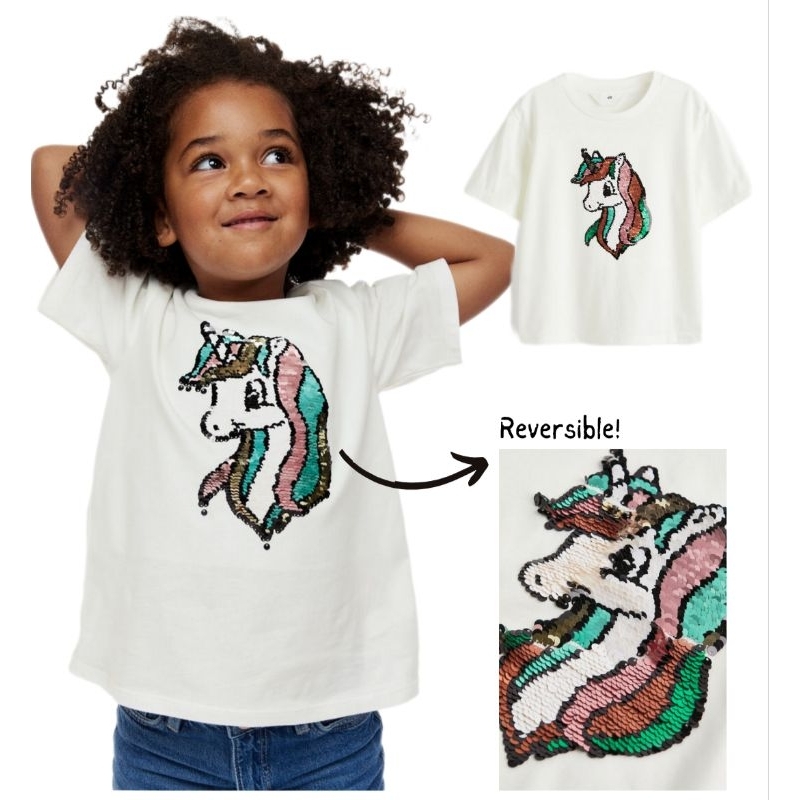 HnM sale original HnM kaos sequin | kaos anak perempuan | kaos unicorn | kaos HnM original | kaos an