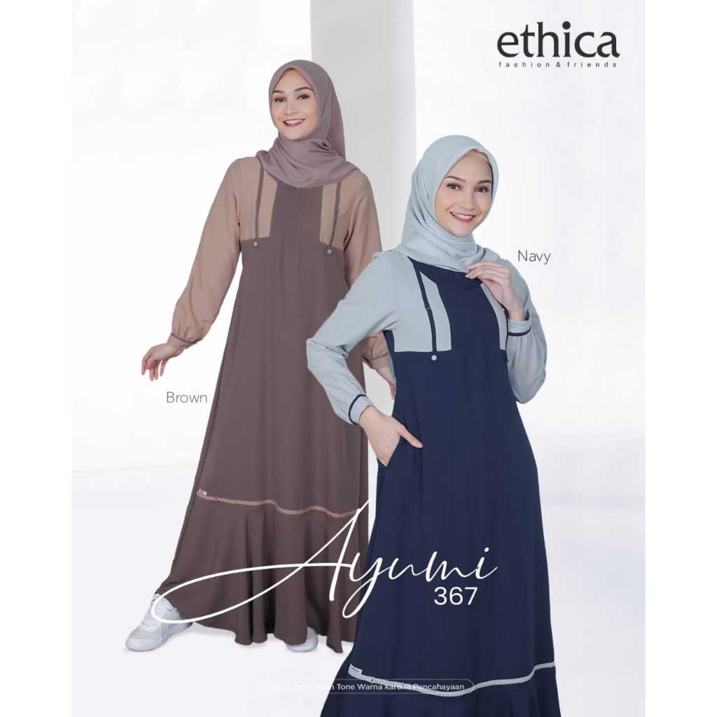 Ayumi 367 Gamis Ethica Terbaru/Ayumi 367 Brown/Ayumi 367 Navy
