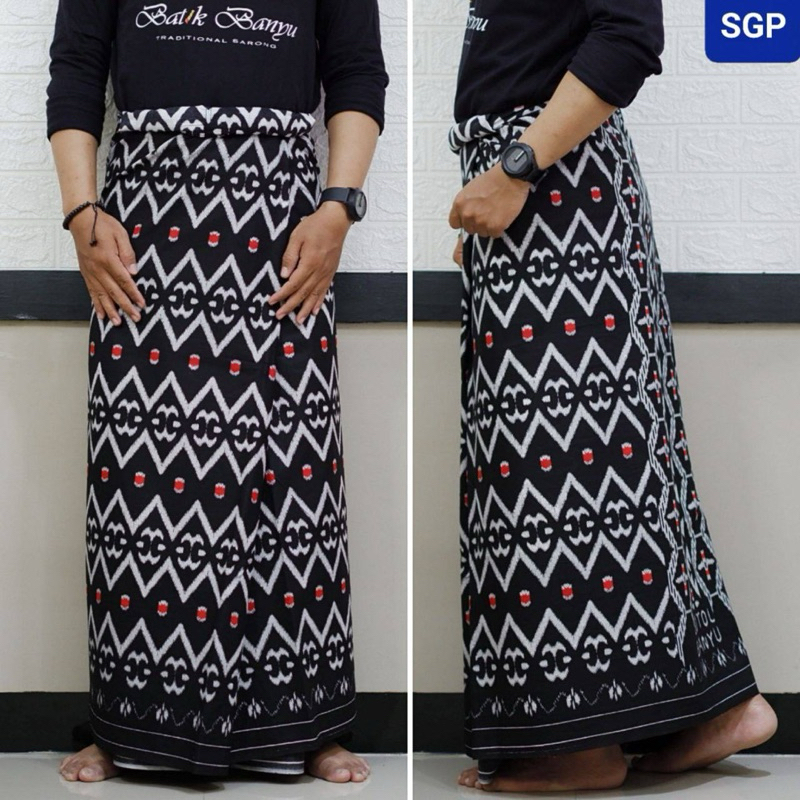 SARUNG BATIK PRIA DEWASA KATUN GOYOR PREMIUM MOTIF ZIGZAG HITAM