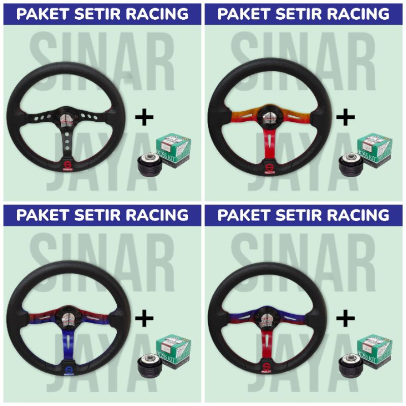 PAKET SETIR RACING/STIR MOBIL RACING/STIR DRIFTING PALANG WARNA 14 INCH + BOSSKIT