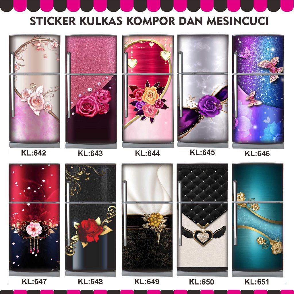 Sticker kulkas 1 pintu aesthetic stiker kulkas sharp fullbody termurah bisa cod