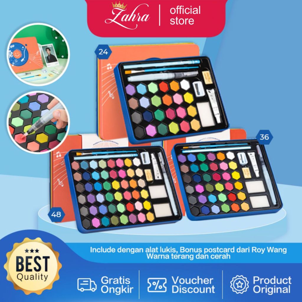 

Deli Solid Watercolor Paint / Set Cat Air Padat Warna Terang Dengan Kuas Air Otomatis 73936-X