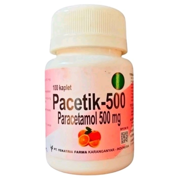 PACETIK - 500 / Paracetamol Kaplet 500mg (100's /Botol) | Pamol 500mg