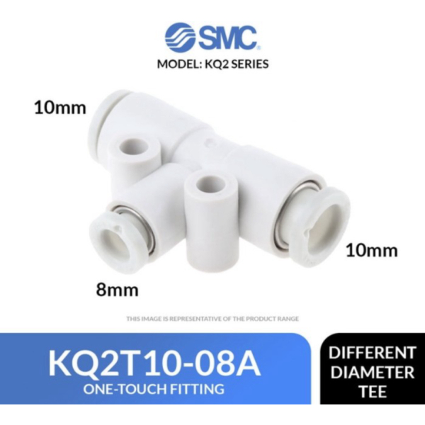 Promo SMC KQ2T10-08A Fitting T selang 10mm X 8mm Diskon