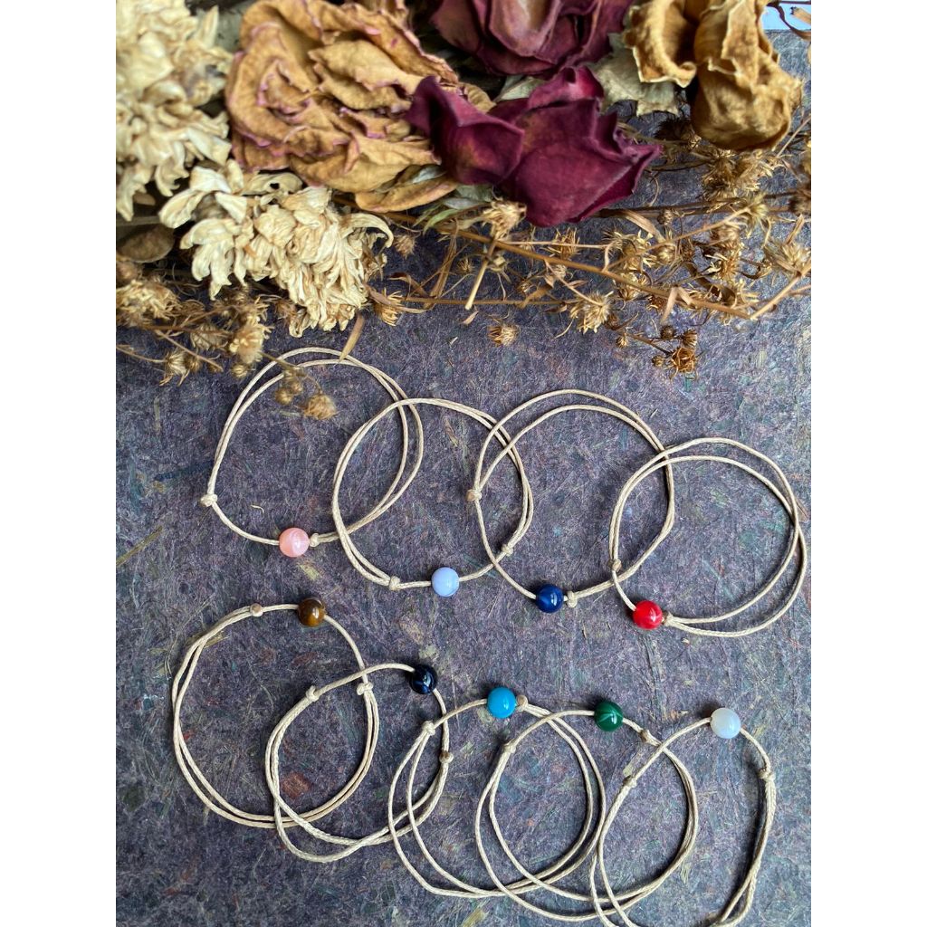 Bracelet Korea Tali Coklat Muda (1mm) - Gelang Tali Mote Marmer- Gelang Manik Manik Aesthetic - Gela