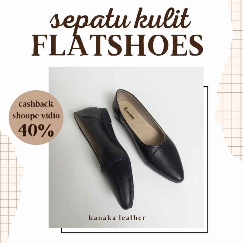 Sepatu Fantofel wanita/sepatu hitam/Flatshoes kulit/Sepatu kerja/sepatu kulit asli