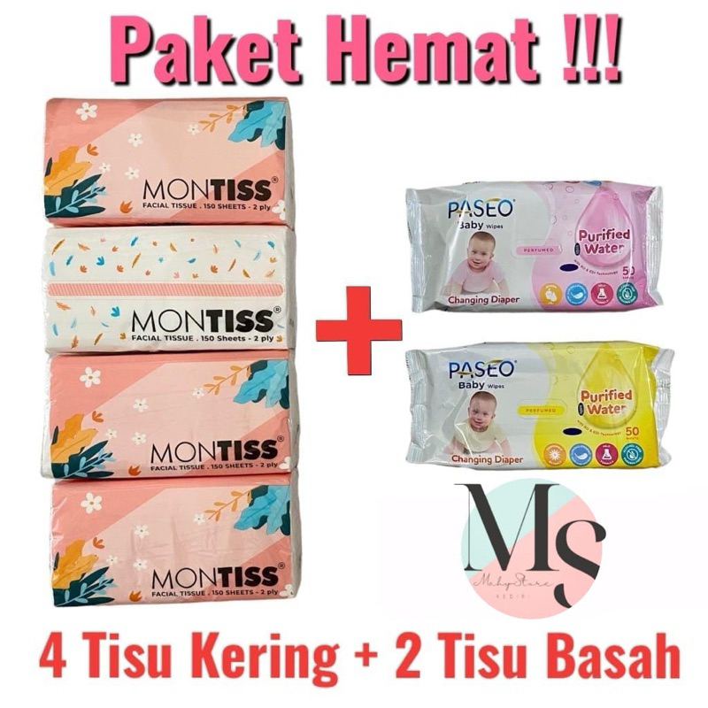Paket Tisu Kering + Tisu Basah (Montis/Paseo)