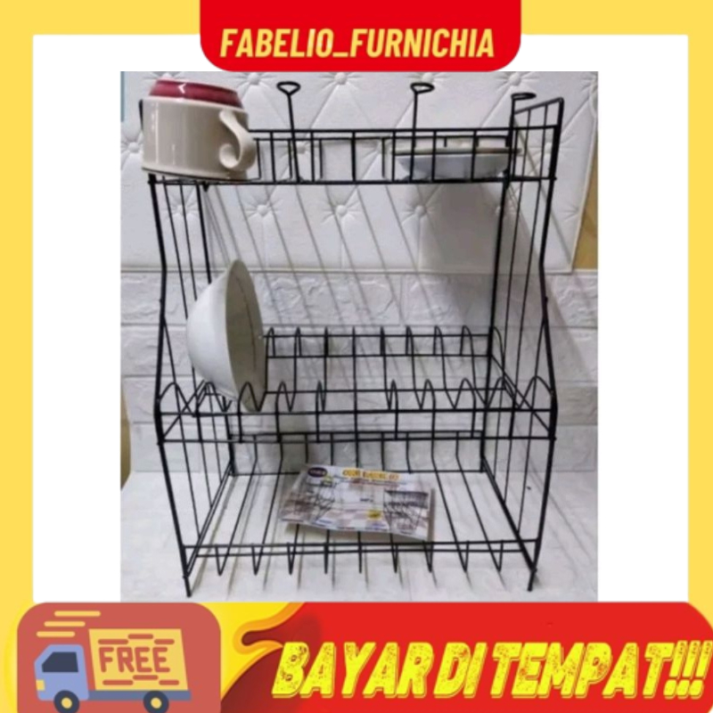 Rak Piring Susun 3 + Gelas/Rak Dapur/Rak Wastafel