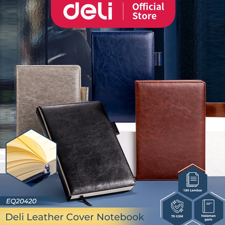 

Deli Leather Cover Notebook / Buku Catatan Sampul Kulit A5 180 Lembar Desain Elegan 22298