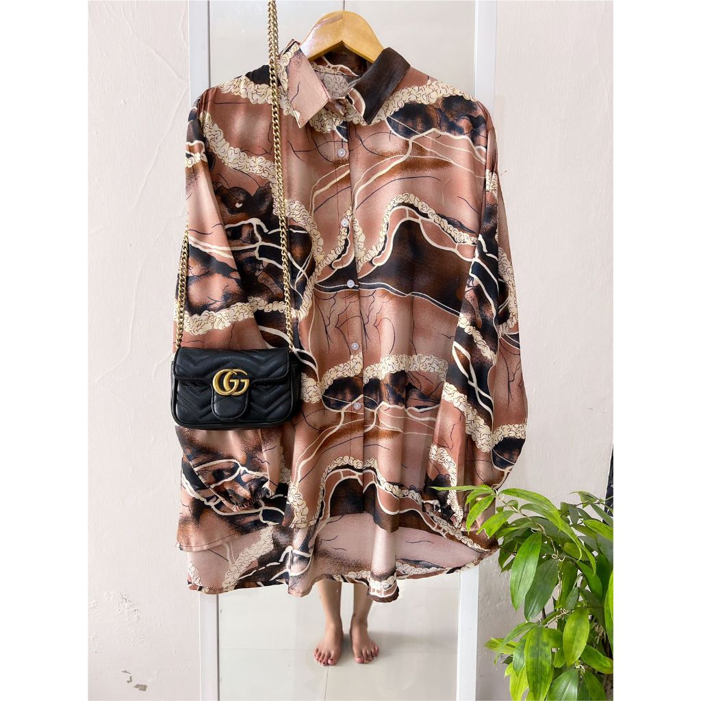 OVERSIZE BLOUSE MOTIF - ATASAN RAYON FULL KANCING JUMBO / KEMEJA  RAYON MOTIF KEKINIAN 2022