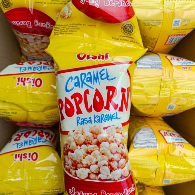 

Oishi Popcorn Jagung Rasa Caramel 20gr 1 renceng isi 10