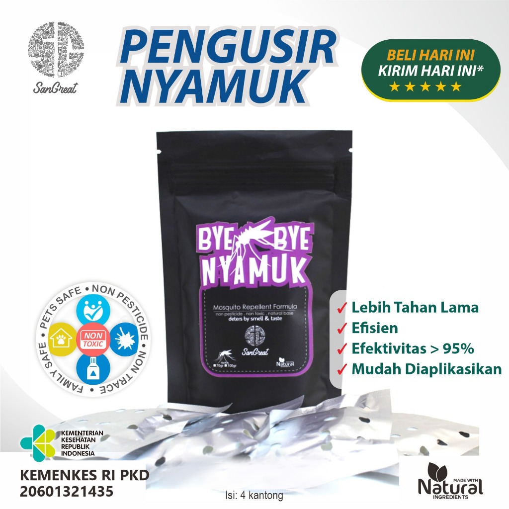 Pengusir Nyamuk Gel siap gantung non pestisida aman dari SanGreat Bye Bye Nyamuk 70 gr