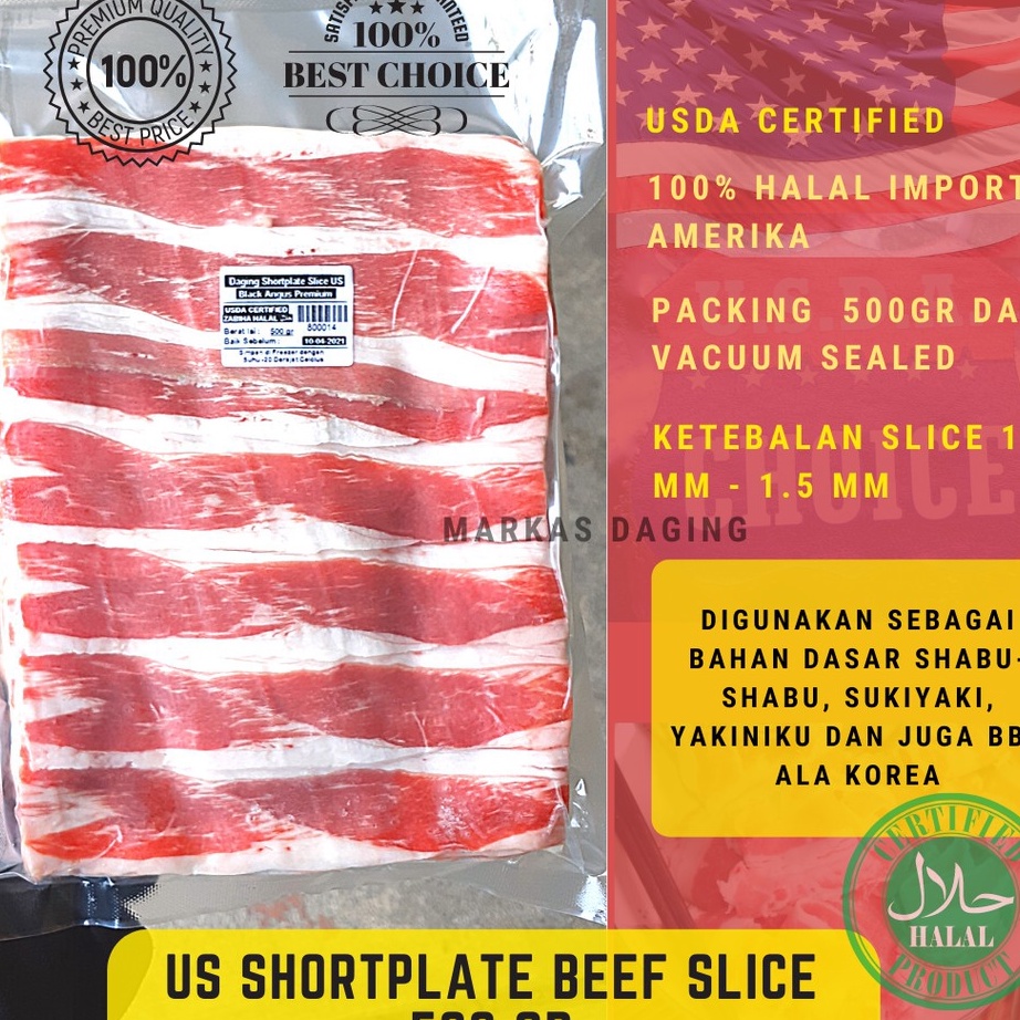 

QWKV8148 (D2289) US Slice Beef / DAGING SAPI Shortplate 500gr / RICEBOWL / Yoshinoya / Yakiniku