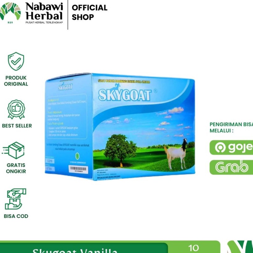 

KJHQ6957 TERBARU SKYGOAT - Susu Kambing Etawa Bubuk SKY GOAT Original Vanilla 1 Box Isi 10 Sachet