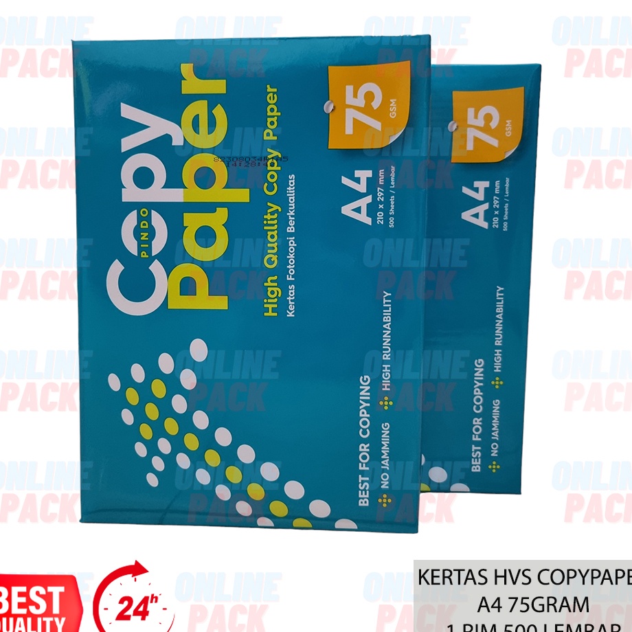 

KERTAS HVS COPYPAPER COPY PAPER A4 75GR 75 GRAM 1 RIM 500 LEMBAR PRINT PAPER