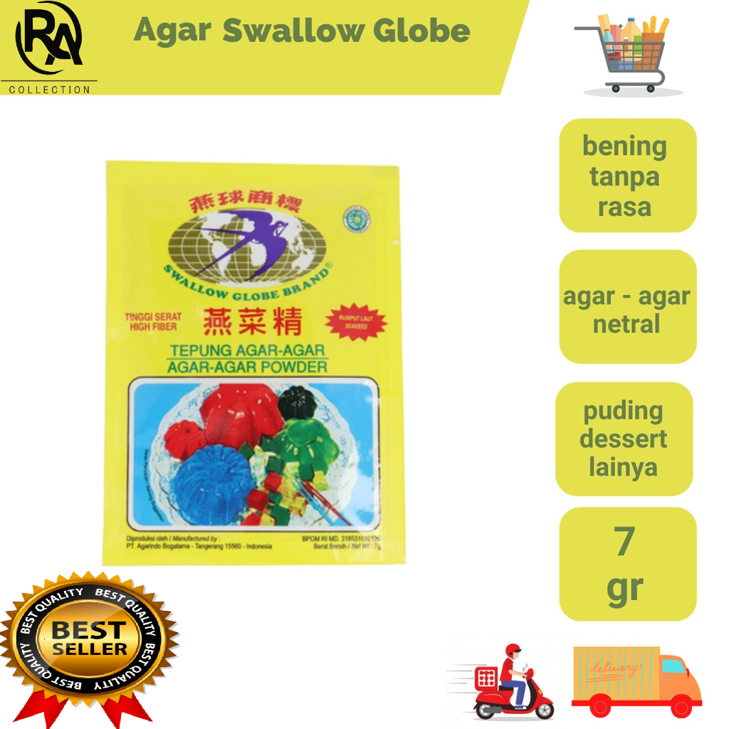 

Swallow Globe Brand Agar-Agar Powder | PER 1 SACHET - Rafka Aulia Collection