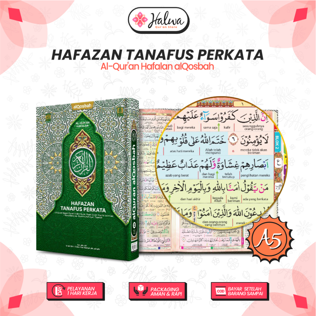 Al Qosbah Al Quran Hafazan Terjemah Perkata 8 Blok Ukuran A4 / Al Quran Hafalan