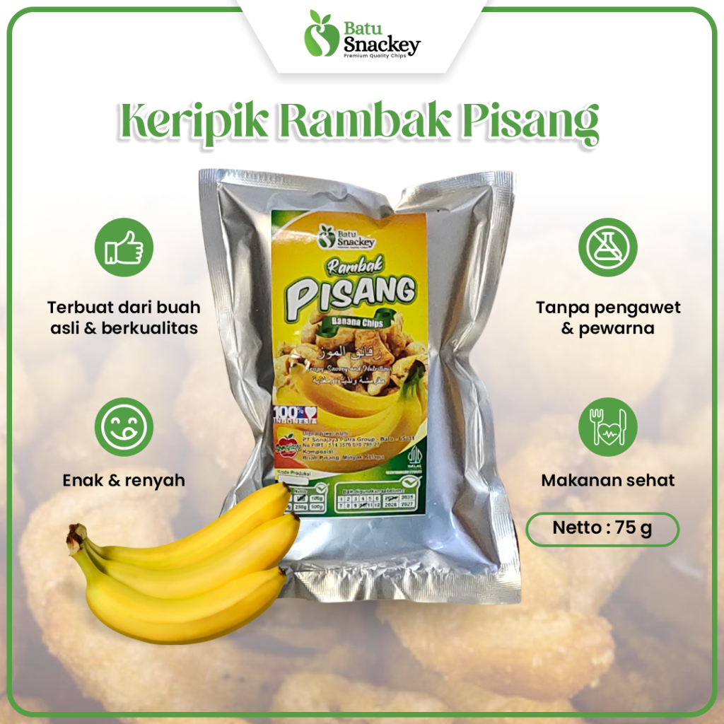 

Keripik Buah Kripik Rambak Pisang 75 gram Oleh-Oleh Khas Batu Malang Snack Lezat Renyah Tanpa Bahan Pengawet Pewarna Buatan