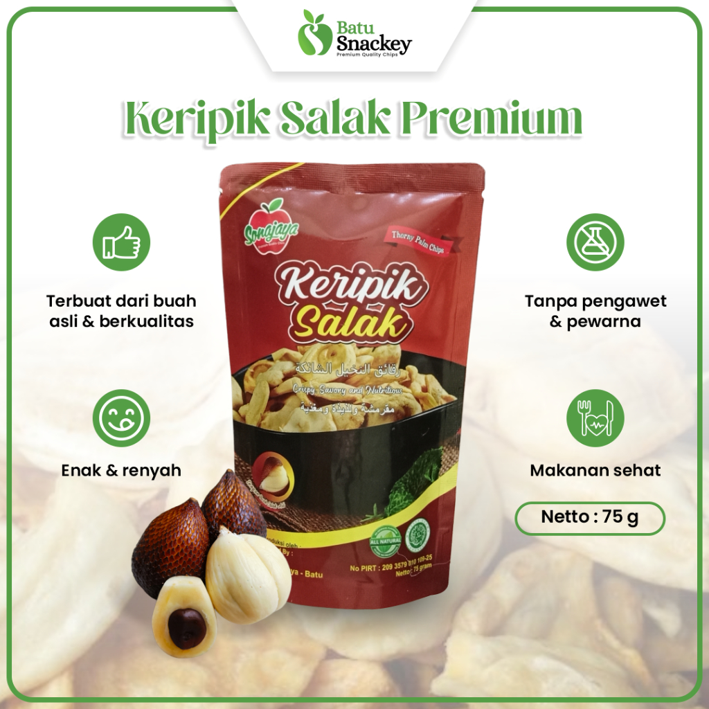 

Keripik Buah Premium Kripik Salak Chips 75 gram Oleh-Oleh Khas Batu Malang Snack Lezat Renyah Tanpa Bahan Pengawet Pewarna Buatan