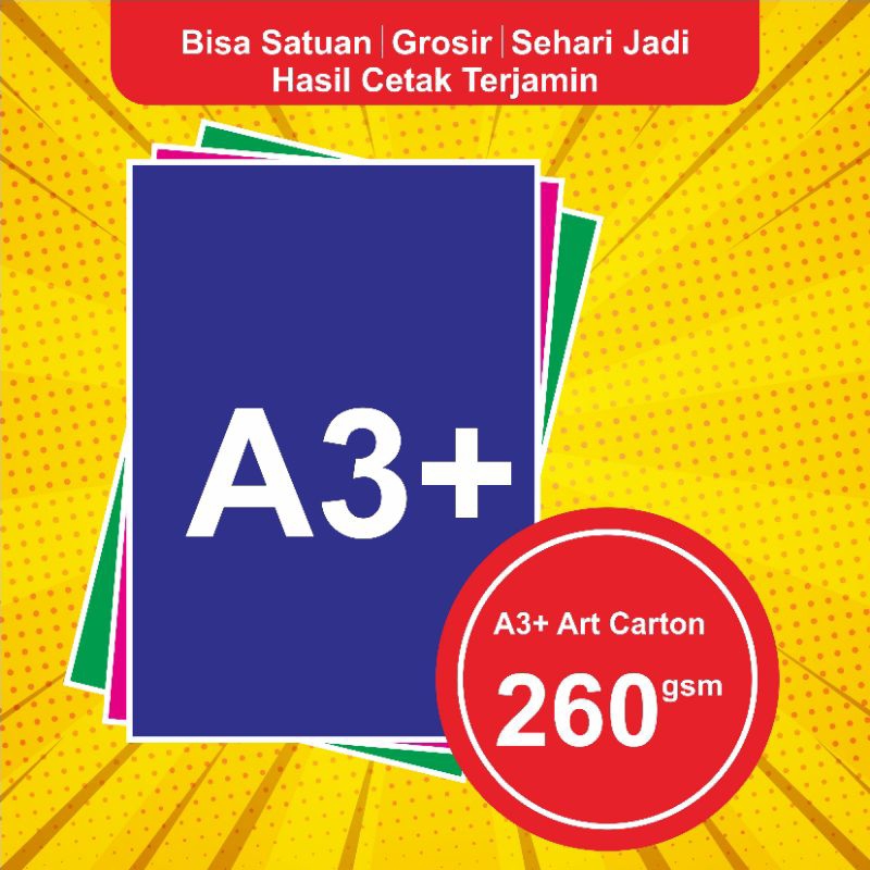 

Cetak Art paper / Art Carton 260 gsm ukuran A3+ (BISA SATUAN)