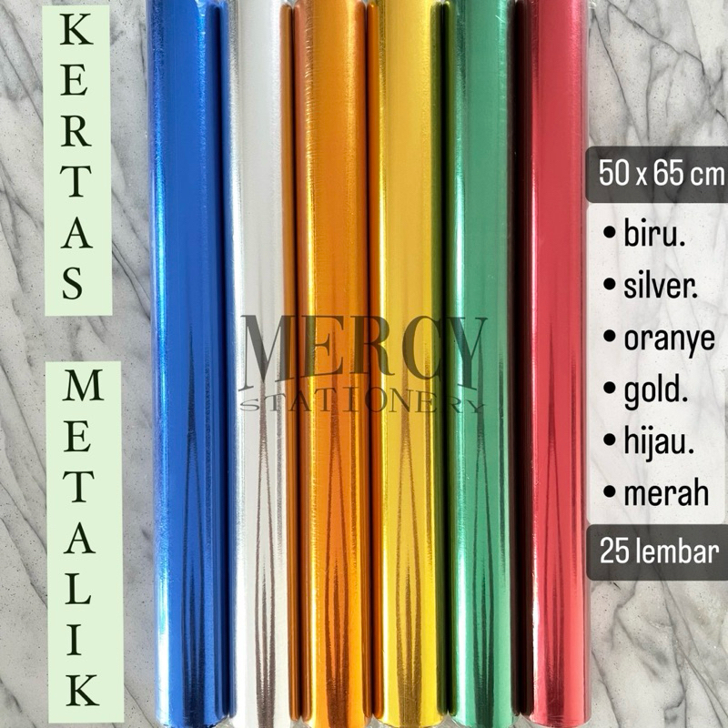 

Kertas Metalik Polos - Kertas Kado Natal Merah Hijau Emas Kilap Mas Silver