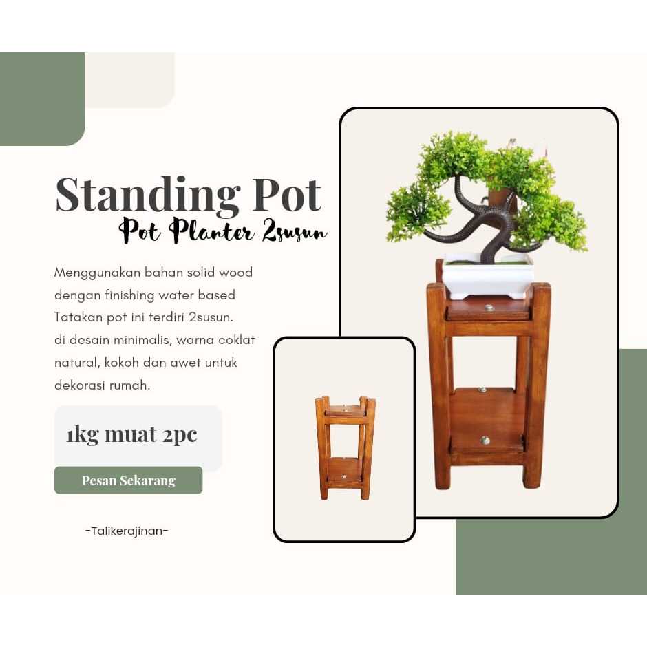STANDING POT KAYU POT PLANTER MINIMALIS DEKORASI RUMAH
