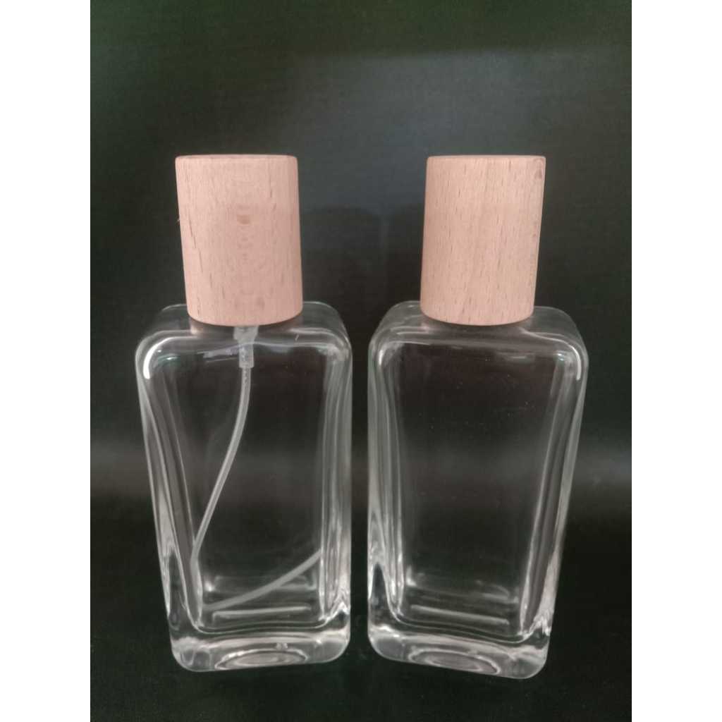 Botol parfum V32640 50ml easypump hitam tutup kayu per pcs/satuan