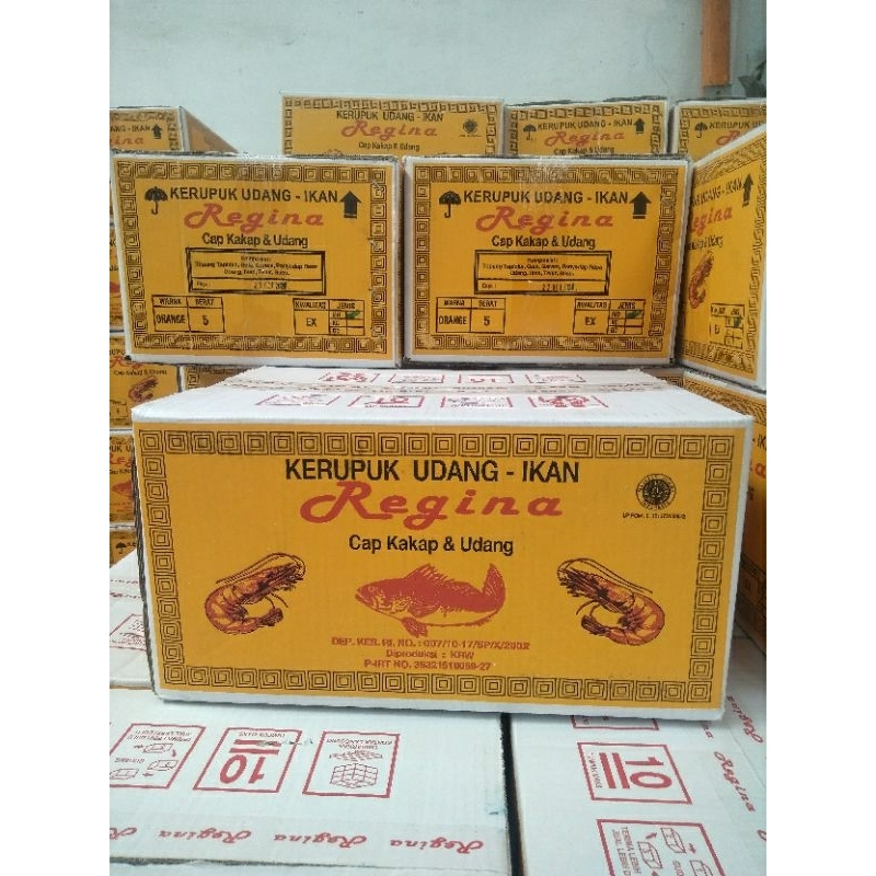 

KERUPUK UDANG MENTAH SUPER, Kerupuk REGINA Kemasan 5 Kg Dus