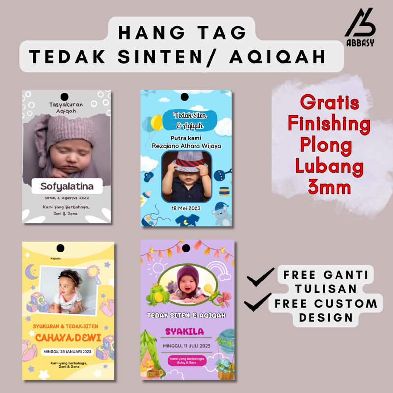 

Hang Tag Tedak Siten / Aqiqah 1 Sisi (hanya hang tag tidak dpt tali)| Tag Label Hampers