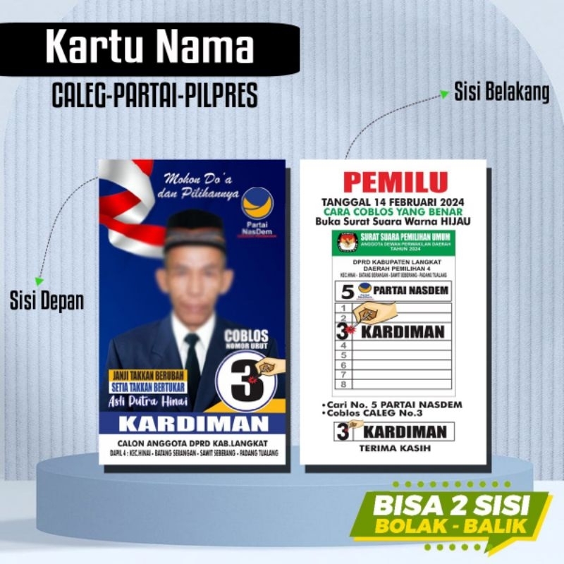 

Cetak Print Kartu Nama Caleg 100 lbr /Ktk