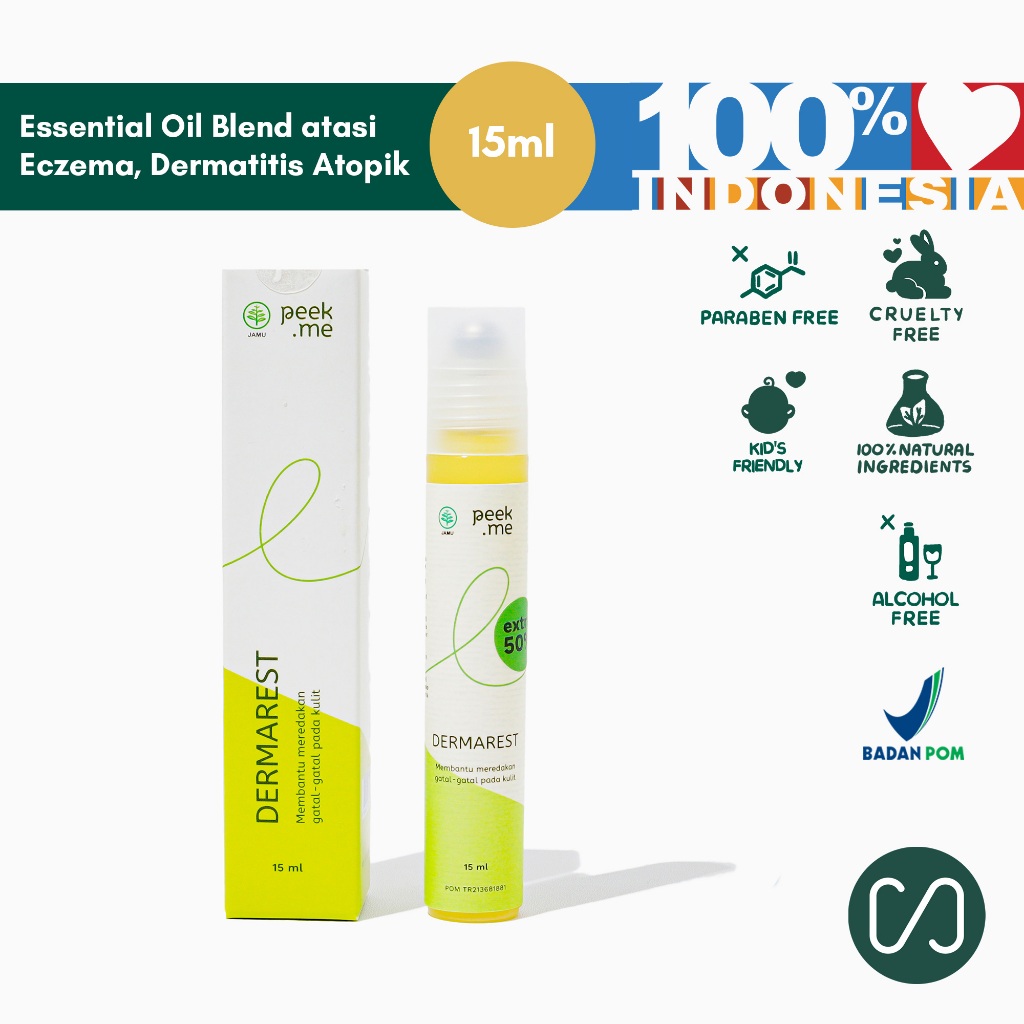 Eczema Dermarest Peek Me Naturals Minyak Alami atasi Kulit Gatal Dermatitis Atopik (15ml)