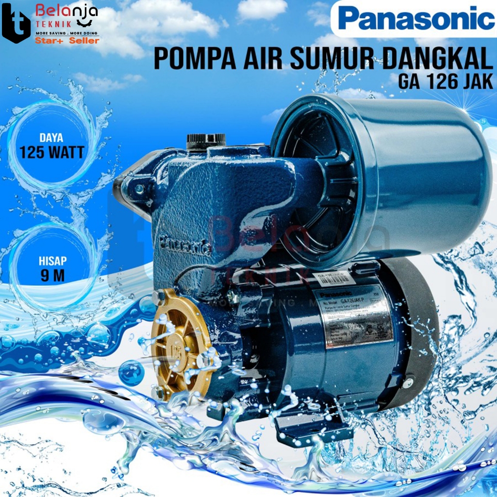 Mesin Pompa Air Sumur Dangkal Panasonic GA 126 JAK Otomatis Water Pump Automatic 9 Meter GA126JAK 12
