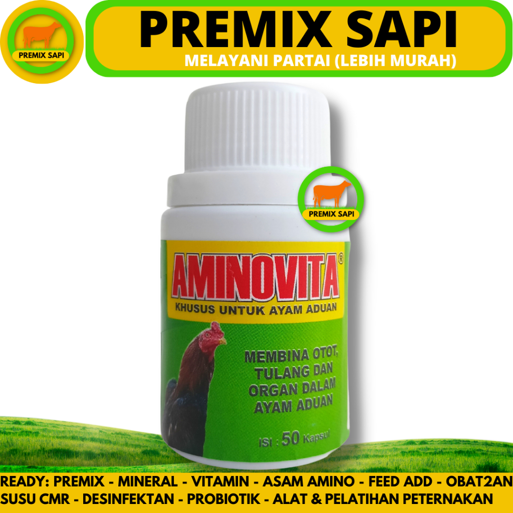 AMINOVITA 50 KAPSUL - Obat Ayam Aduan Penguat Otot Tulang & Meningkatkan Kesehatan Ayam Petarung