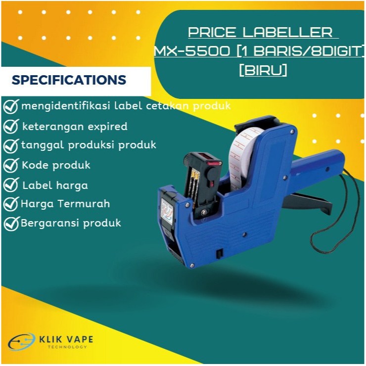 

TERMURAH Price Labeller MX-5500 [1 Baris/8 Digit] [Biru]