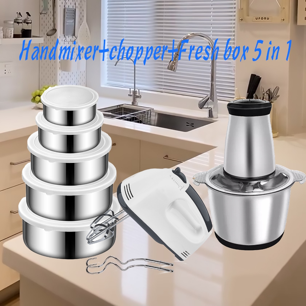 PAKET SUPER HEMAT CHOPPER+HAND MIXER+ FRESH BOX 5IN1