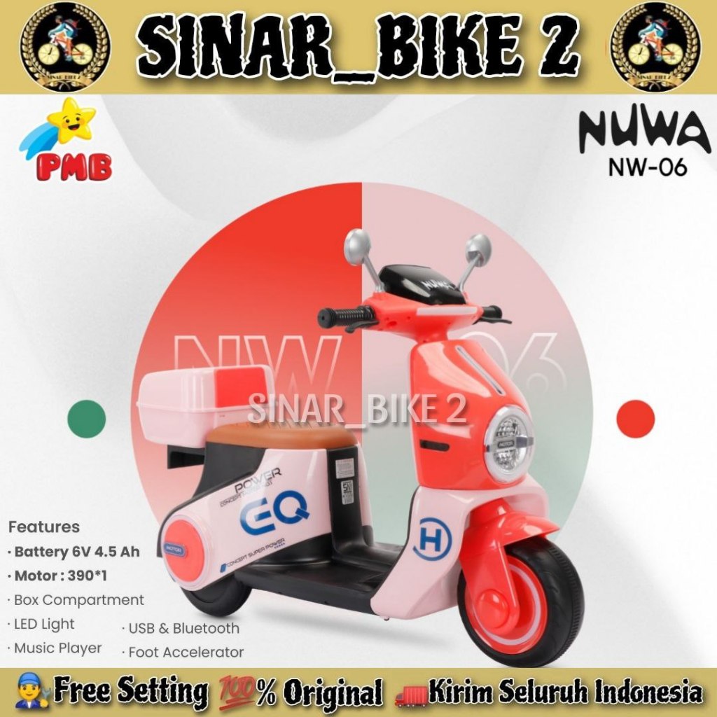 MOTOR AKI ANAK PMB NUWA NW 06 MOTOR AKI VESPA ANAK MOTOR MAINAN VESPA