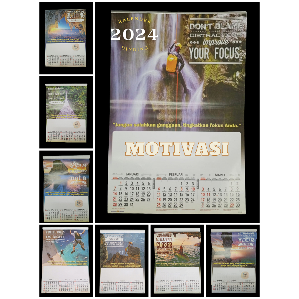 

Kalender dinding triwulan 2024 motif kata kata motivasi