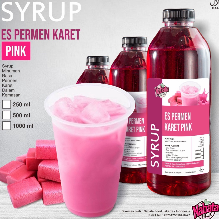 

Best Syrup Es Permen Karet Pink Kemasan 250ml 500ml 1000ml Sirup Bubble Gum Cair Wangi Botol Plastik