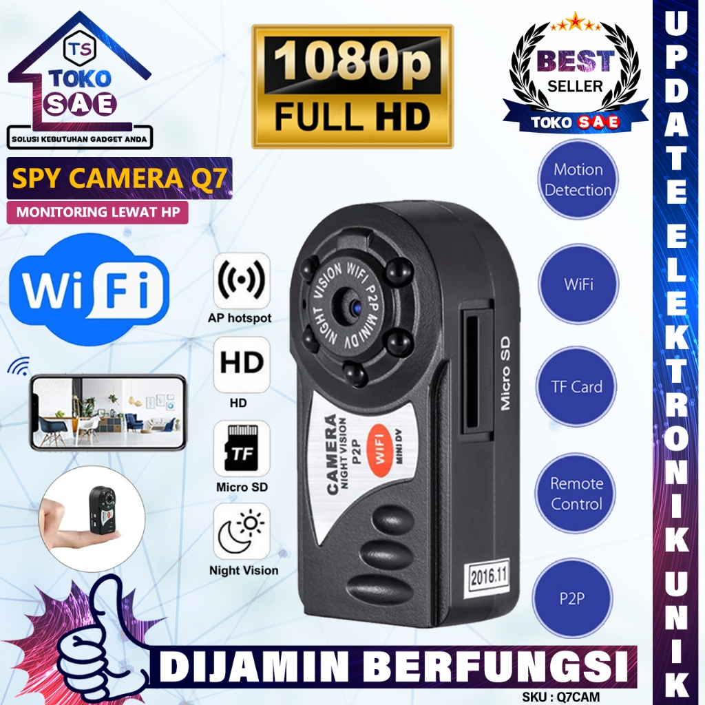 Spy Camera Q7 WIFI P2P Camera Night Vision Kamera Full HD 1080P Hidden Spycam Camcorder Perekam Vidi