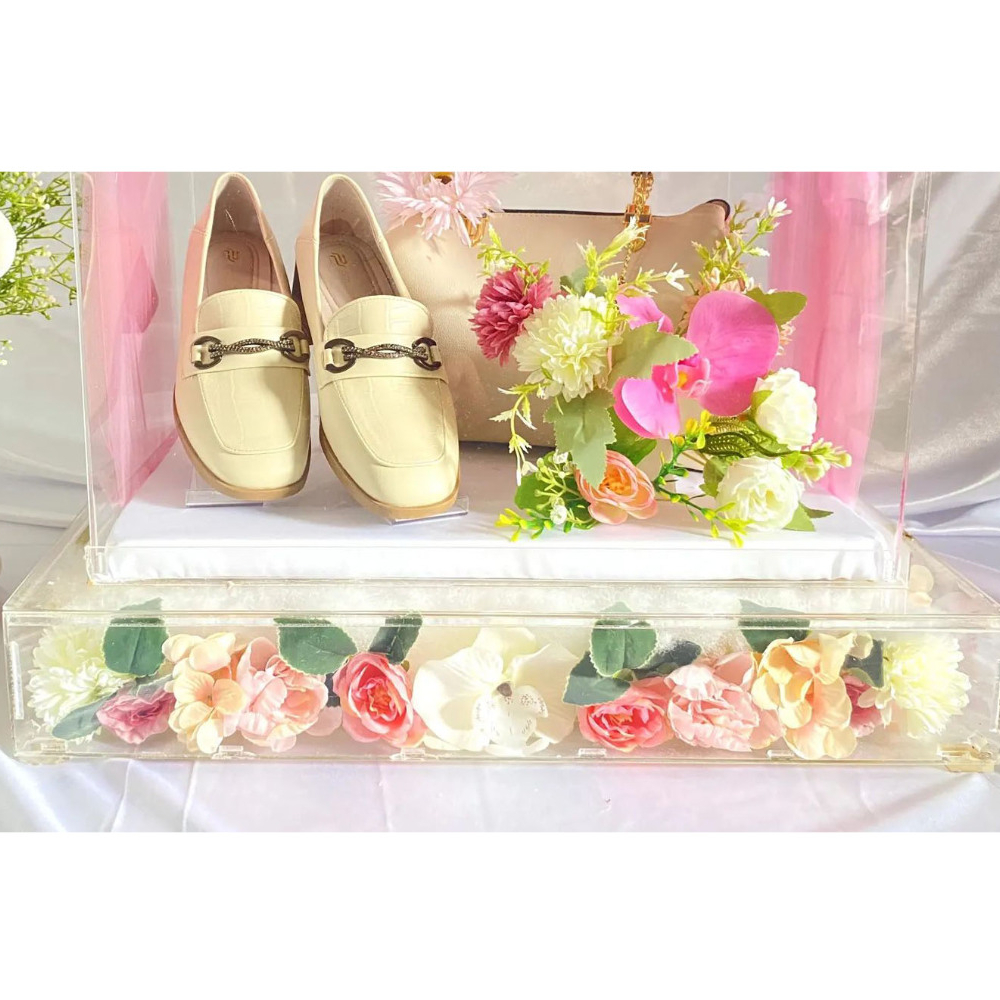 KOTAK BOX SESERAHAN NIKAH FULL AKRILIK TRANSPARAN TUTUP OVAL / LENGKUNG