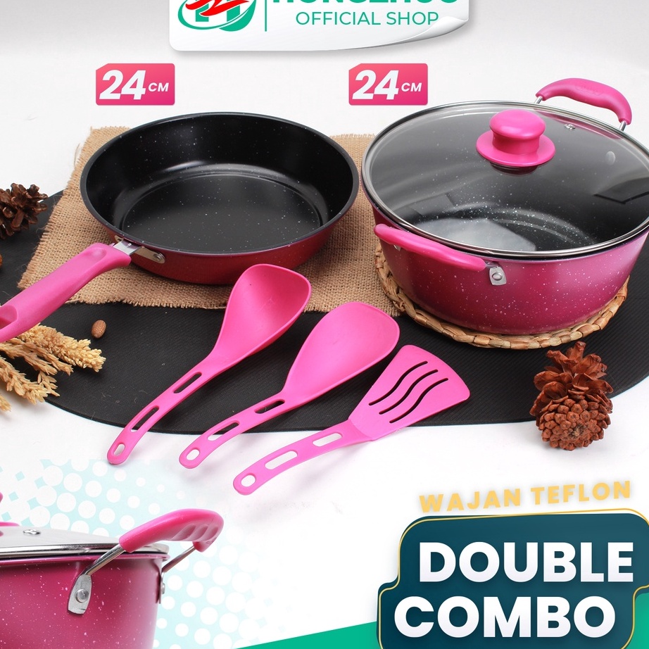 Grosir Hongzhuo Panci Set Isi 6pcs Pot Series | Panci Terlengkap dengan Tutupan dan Spatula