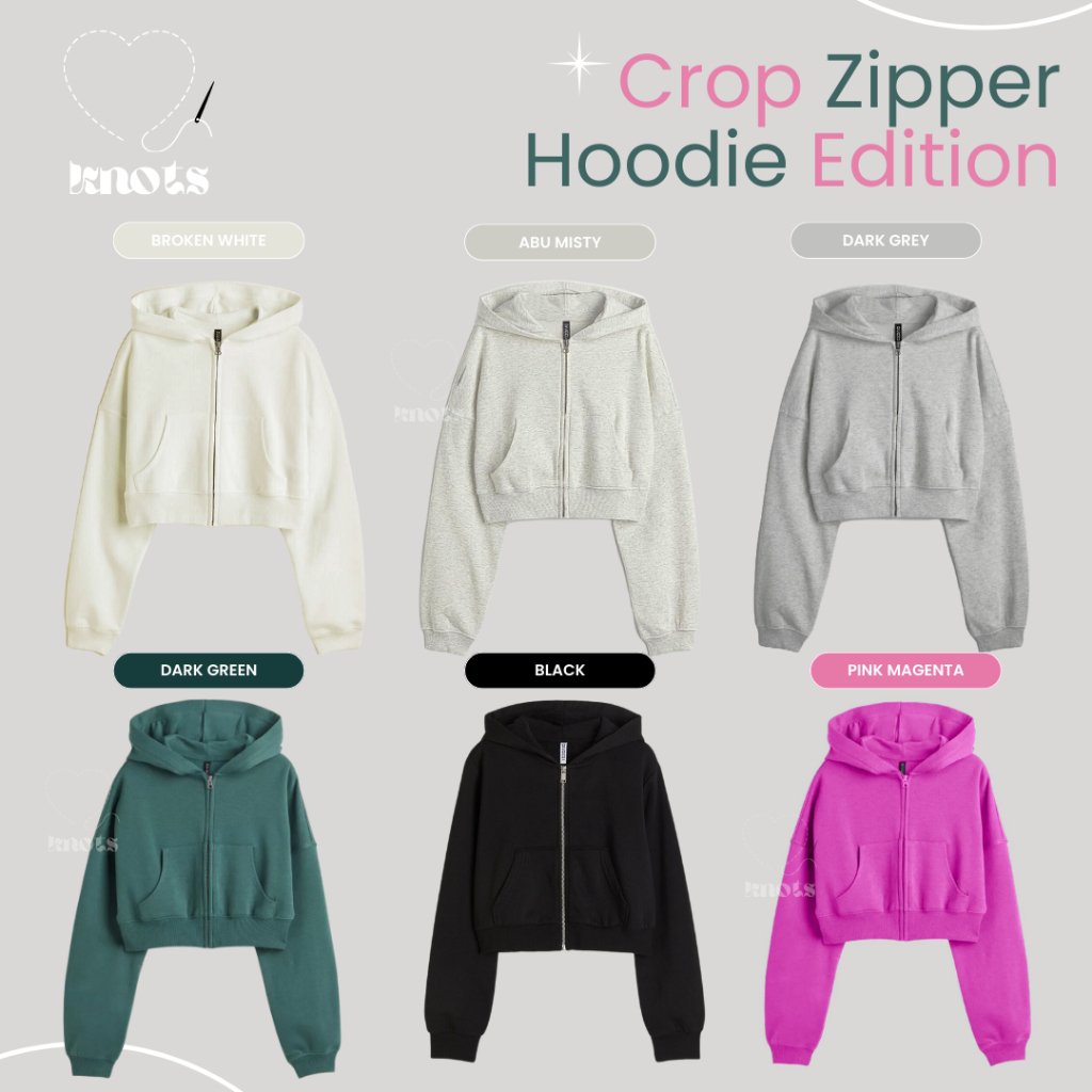 Cropped Hoodie Zipper Polos