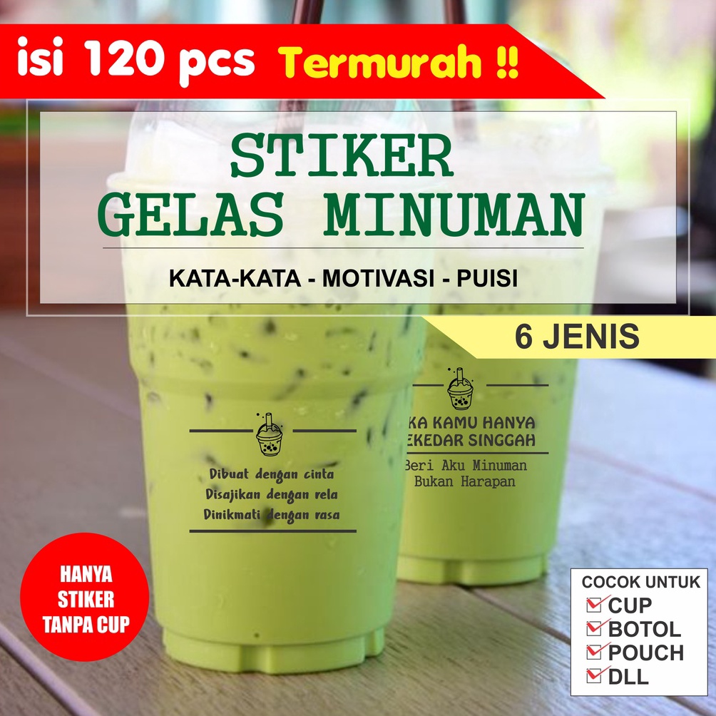 

43 120 Pcs Stiker Kata-Kata Gelas Minuman 99