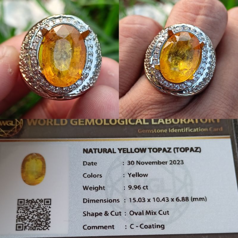 CINCIN BATU NATURAL YELLOW TOPAZ+MEMO