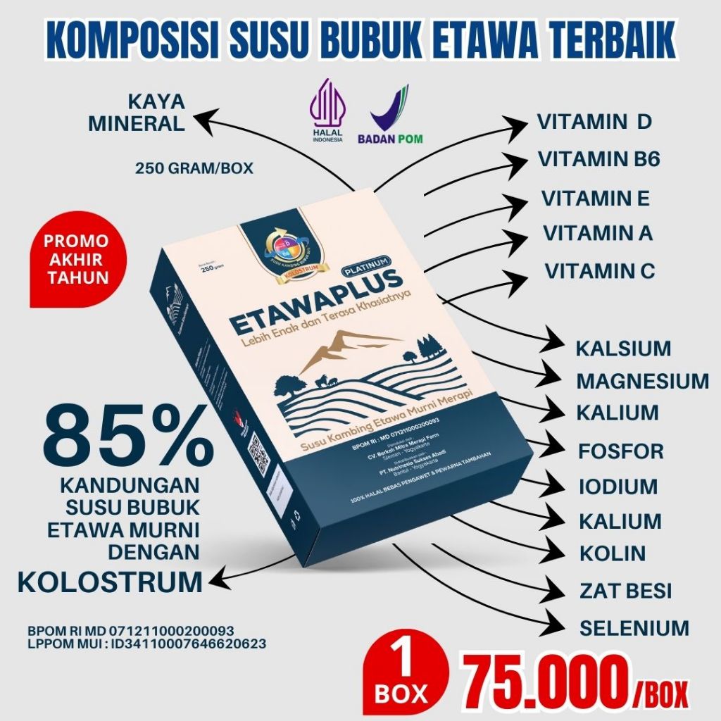 Etawaplus– Susu Kambing Etawa Tingkatkan Kepadatan &amp; Kesehatan Tulang Sendi Susu Anti Asam Urat Rematik Reumatik Nyeri Sendi 250gr